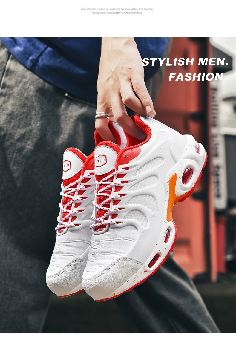 Men's air cushioned running shoes, marathon sports, breathable and lightweight, women's comfortable and non slip casual shoes