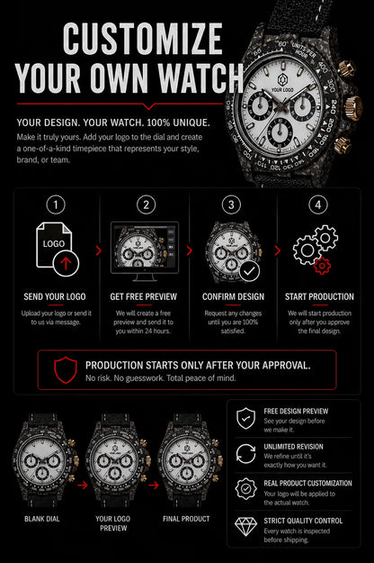 Montre chronographe « Panda » en fibre de carbone de 39 mm, VK63, quartz, verre saphir, logo personnalisé, pour homme, sportive