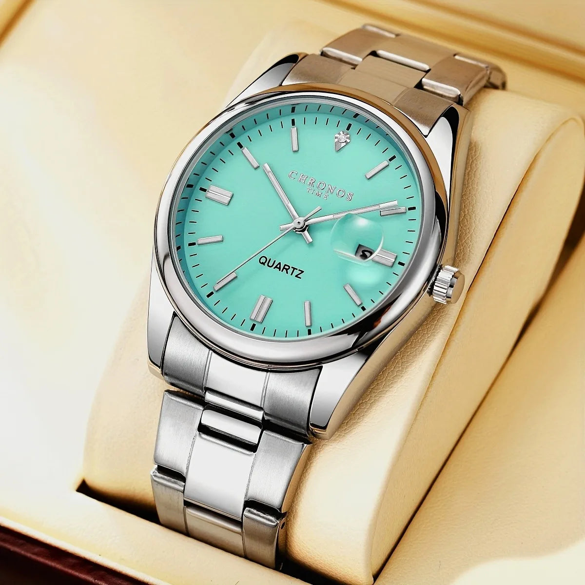 CHRONOS Montres de luxe pour homme, étanches, avec date luminescente, montres-bracelets à quartz pour homme, en acier inoxydable, Reloj