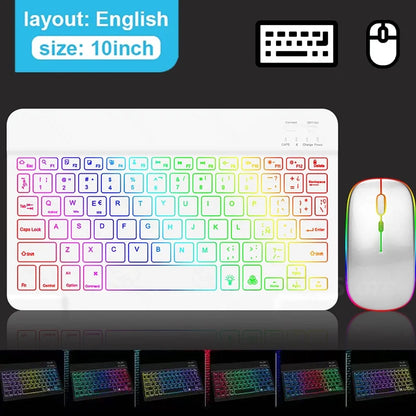 Mini Backlit RGB Bluetooth Wireless Keyboard 2.4G Mouse For Tablet Cell Phone Windows Android iOS Ultra Light Slim iPad Keyboard
