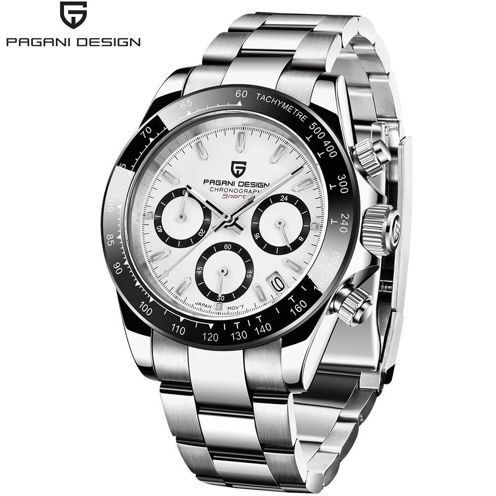 Orologio cronografo da uomo PAGANI DESIGN – Orologio da polso al quarzo di lusso, luminescente e impermeabile.