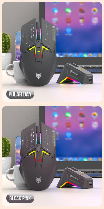 XUNSVFOX H2 wireless Bluetooth dual-mode mouse RGB lighting effect laptop gaming office magnetic charging
