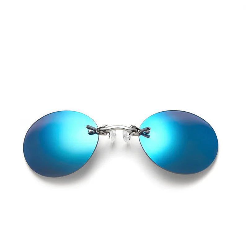 Runde randlose Sonnenbrille für Herren Matrix Morpheus Herren-Klassiker mit Nasenklammer Mini-Brille ohne Rahmen Marken-Designbrille UV400