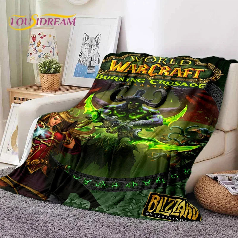 WOW, World of Warcraft Demon Hunter, Lich King, pătură din flanel pentru pat, dormitor, canapea, picnic, pătură pentru exterior și timp liber