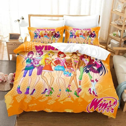 Anime W-Winx Clubs Duvet Cover Pillowcase Bedding Set Adult Boy Girl Bedroom Decoration Children Gift Single Double Large Size