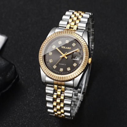 Montre-bracelet de luxe pour homme à quartz avec calendrier, tendance, strass, en acier, montre d'affaires pour homme, Reloj Hombre, cadeau (sans boîte)