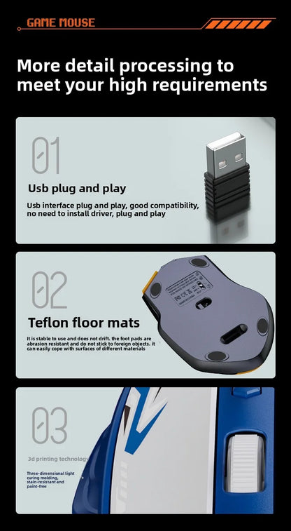 Rechargeable Wireless Mouse 2.4Ghz Gaming Computer Bluetooth Mouse 1600DPI Ergonomic Gamer Mice For PC Office Laptop
