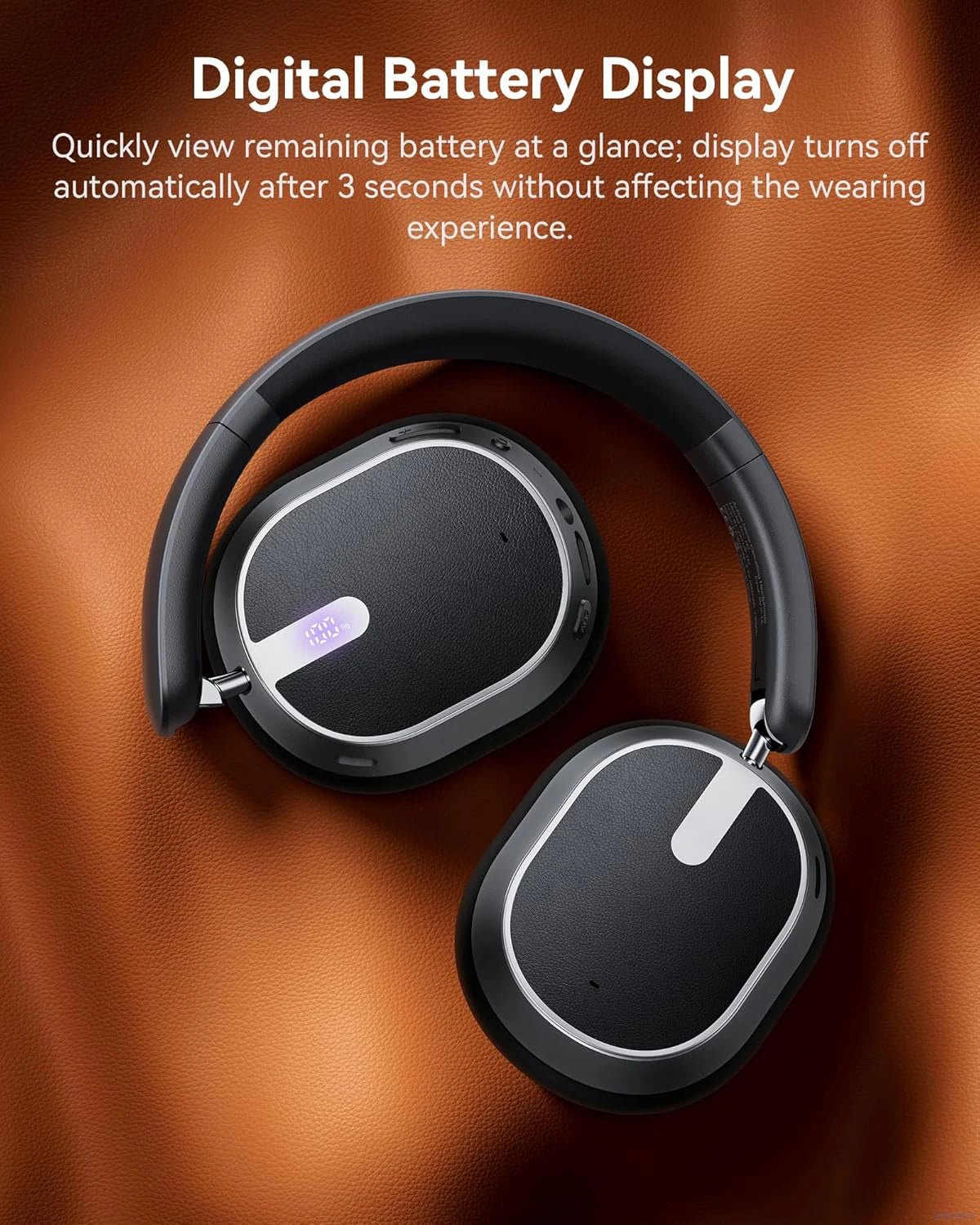 Active Noise Cancelling Headphones Bluetooth 6.0 Wireless Over-Ear Headphones Foldable with LED Power Display & 6-Mic ENC Calls