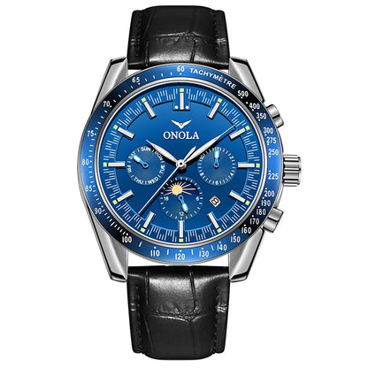 Orologio meccanico da uomo ONOLA – Orologio automatico di lusso dallo stile casual, con cinturino in pelle e quadrante traforato