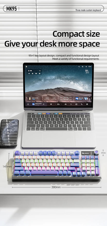 SMAILWOLF MK95 Bluetooth Wireless Three-Mode Mechanical Keyboard Korean Customized Office Gaming Laptop with RGB Lighting Effect