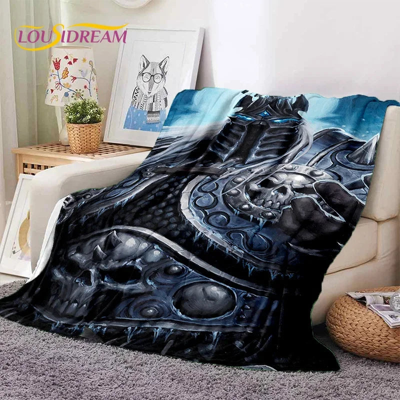 WOW, World of Warcraft Demon Hunter, Lich King, pătură din flanel pentru pat, dormitor, canapea, picnic, pătură pentru exterior și timp liber