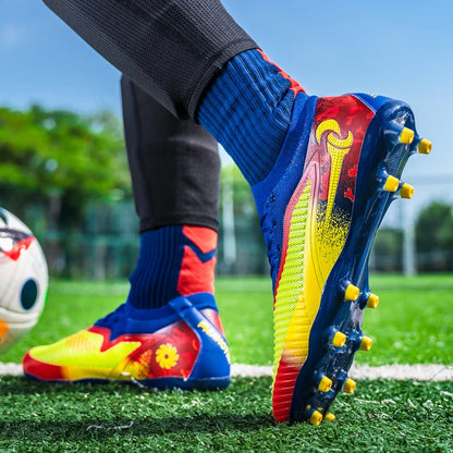 Nouvelles chaussures de football pour hommes, crampons longs antidérapants et respirants pour le sport en extérieur, idéales pour l'entraînement et les matchs, confortables pour adultes
