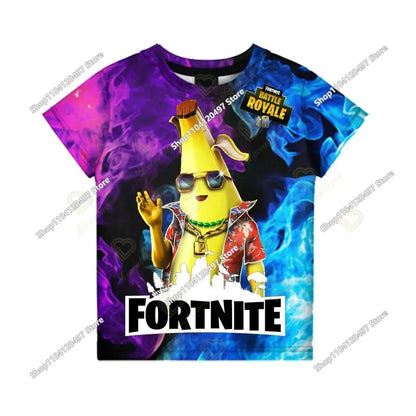 Аниме Fortnite тениски за момичета, тениска за момчета, бели тениски с анимационен принт, летни бебешки тениски, сладки горнища с принт, костюм