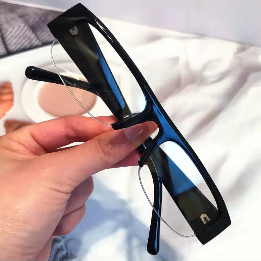 Vintage-Sonnenbrille mit kleinem, rechteckigem Halbrahmen in Schwarz, Leopardenmuster und Farbverlauf – trendige Damen-Sonnenbrille zum Autofahren