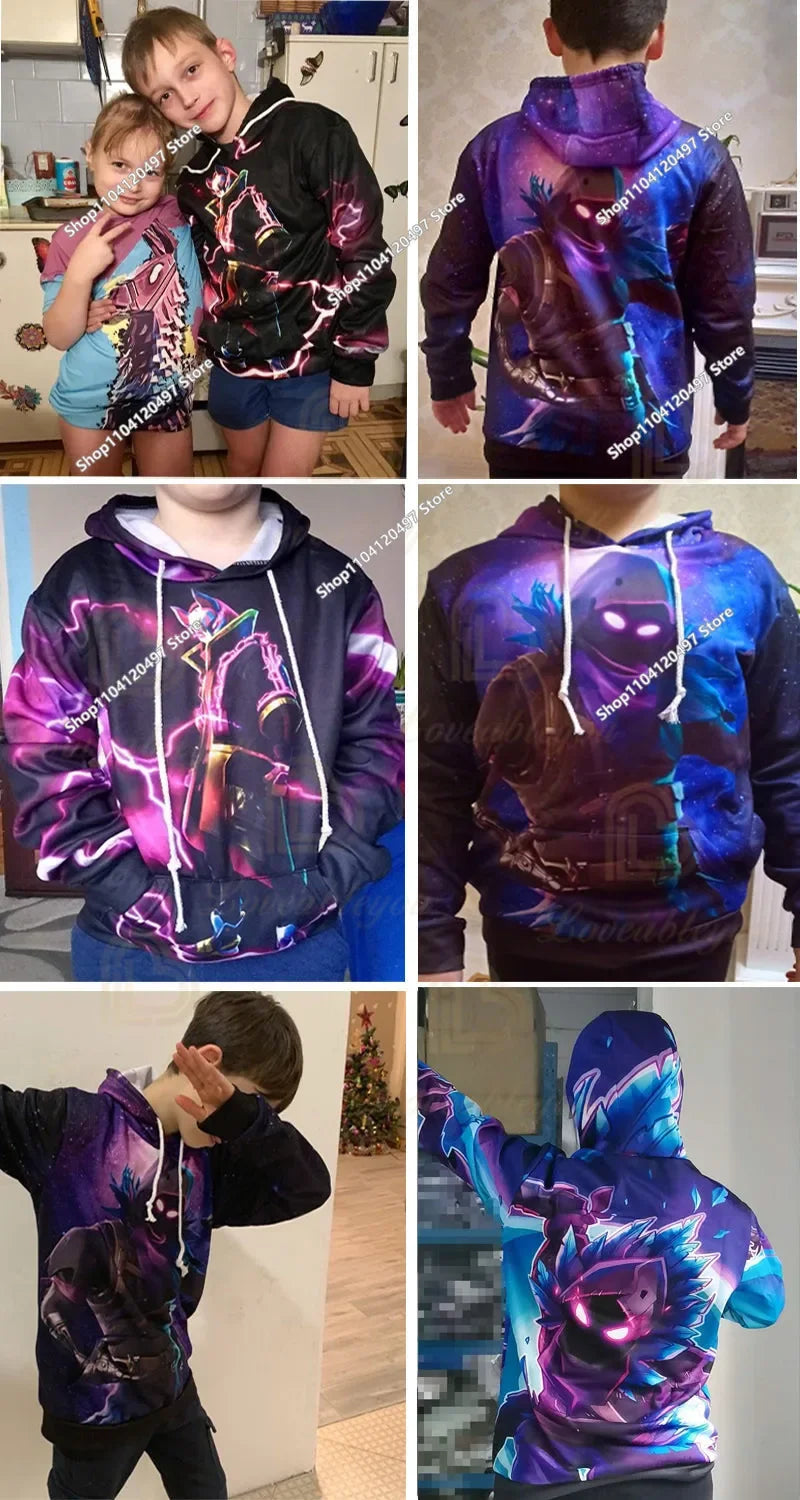 Nowe bluzy Fortnite 2025 z kapturem, nadruk 3D, bluza męska Harajuku z długim rękawem, krój oversize, unisex, odzież cosplayowa