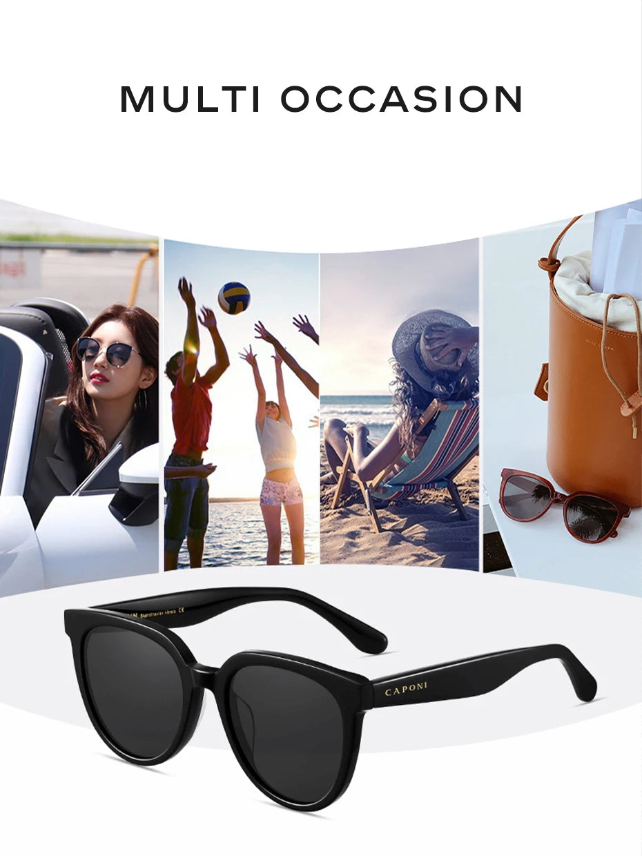 Óculos de sol de design da marca CAPONI para mulher, estilo retro, para raparigas, estilo coreano, polarizados, com proteção UV, modelo BH31031