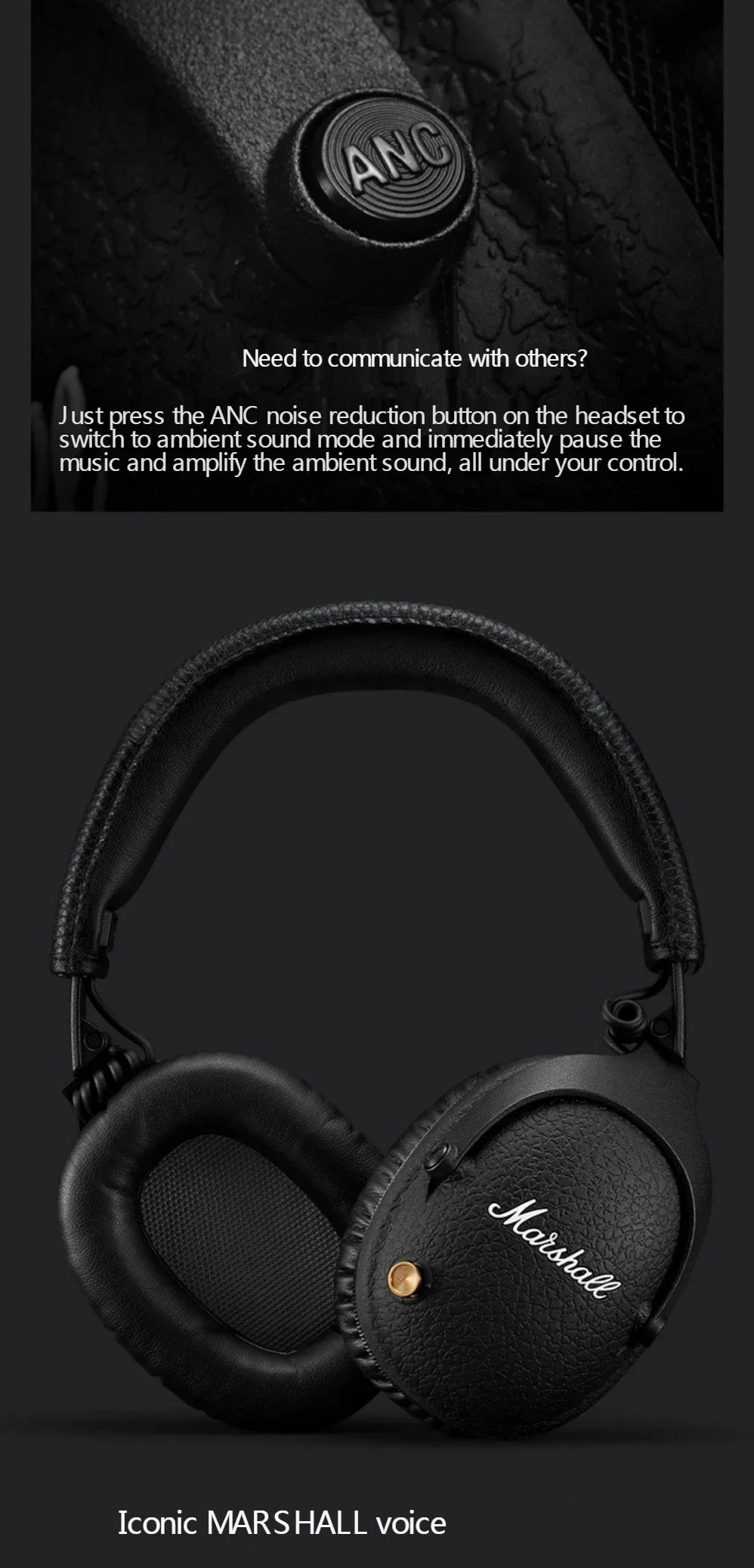Marshall MONITOR II A.N.C. Wireless Headphones Active Noise Cancelling Headphones Subwoofer Music Sports Gaming Headphones