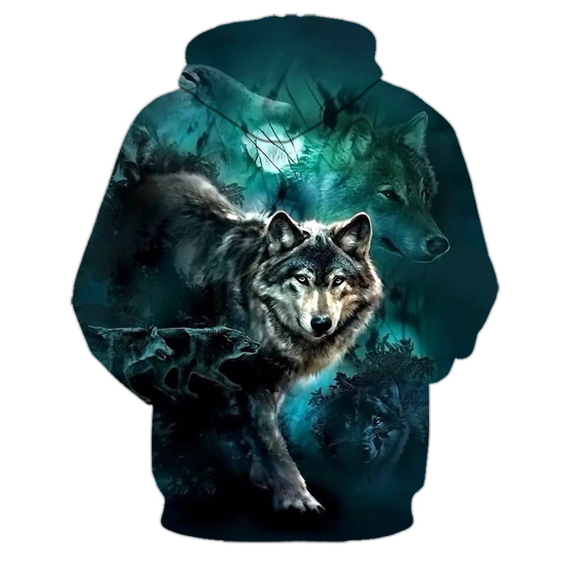 Mikiny s kapucí Animal Wolf s 3D potiskem pro muže i ženy, módní ležérní oversized pulovr, hip hop Harajuku streetwear hoodies