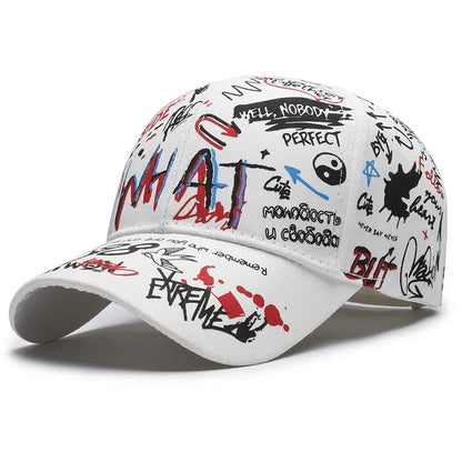 Nieuwe modieuze graffiti baseballpet van katoen voor dames en heren, unisex snapback met print, trendy hiphop-pet voor buiten voor dames en heren