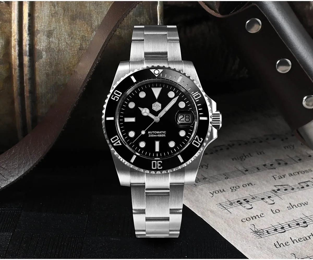 San Martin Upgraded Version 40mm Water Ghost Diver Watch Men's Luxury Automatic Mechanical Watches Sapphire Waterproof 200m SN0017