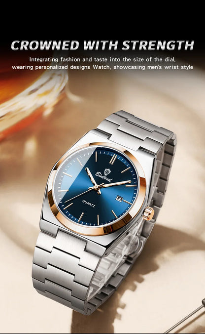 Montre pour homme UTHAI, marque de luxe abordable, en acier inoxydable, avec calendrier, étanche, pour homme, affaires et loisirs, montre à quartz tendance
