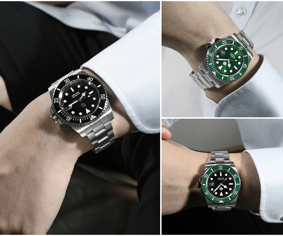 San Martin Upgraded Version 40mm Water Ghost Diver Watch Men's Luxury Automatic Mechanical Watches Sapphire Waterproof 200m SN0017