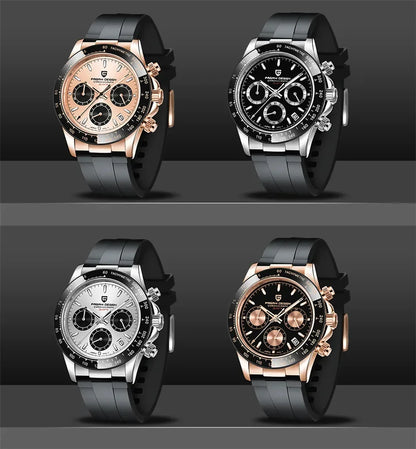 Originale neue PAGANI DESIGN PD-1664 Luxus-Herrenuhr mit japanischem VK63-Quarzwerk, Saphirglas, wasserdichtem Chronographen, Gold