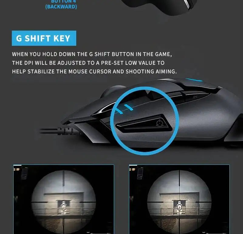 Logitech G402 Wired Gaming Mouse 32-Bit ARM Processor 8 Buttons 500 IPS Anti-Slip for All-Day Gaming and Work Sessions