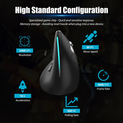 Lefon F26C Vertical Mouse Wireless with OLED Screen Bluetooth Ergonomic Mouse Optical Rechargeable Gaming Mice for PC Laptop