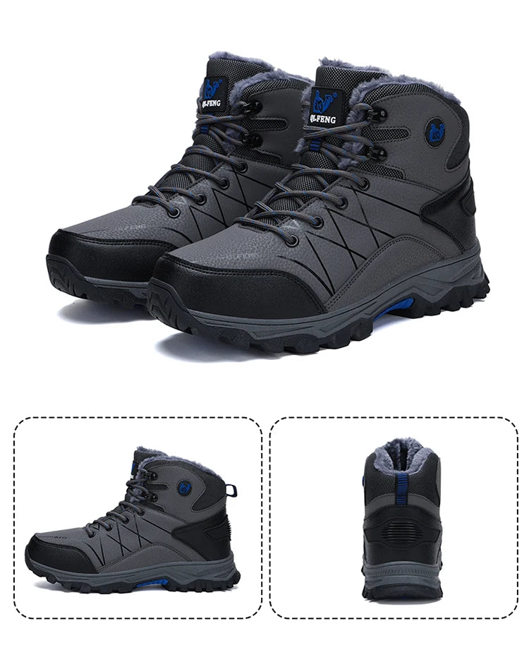 Bottes de neige chaudes en peluche pour hommes, baskets montantes d'automne, antidérapantes, résistantes à l'usure, pour l'alpinisme et la randonnée, nouvelle collection hiver