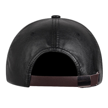 Bonés de basebol unissexo em couro PU, estilo hip-hop, com fecho de pressão, para homem e mulher; bonés de basebol ajustáveis; chapéus de sol; bonés de camionista
