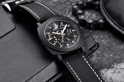 BENYAR Watch for Men Luxury Skeleton Tourbillon Automatic Mechanical Mens Watch 30M Waterproof Leather Strap Sports Reloj Hombre