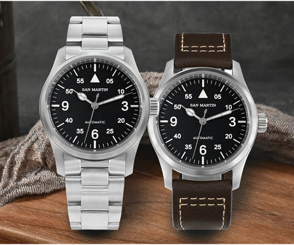 San Martin Men Pilot Watch 37mm Miyota 8215 Fashion Simple Style Military Automatic Mechanical Watches 100m Waterproof BGW-9