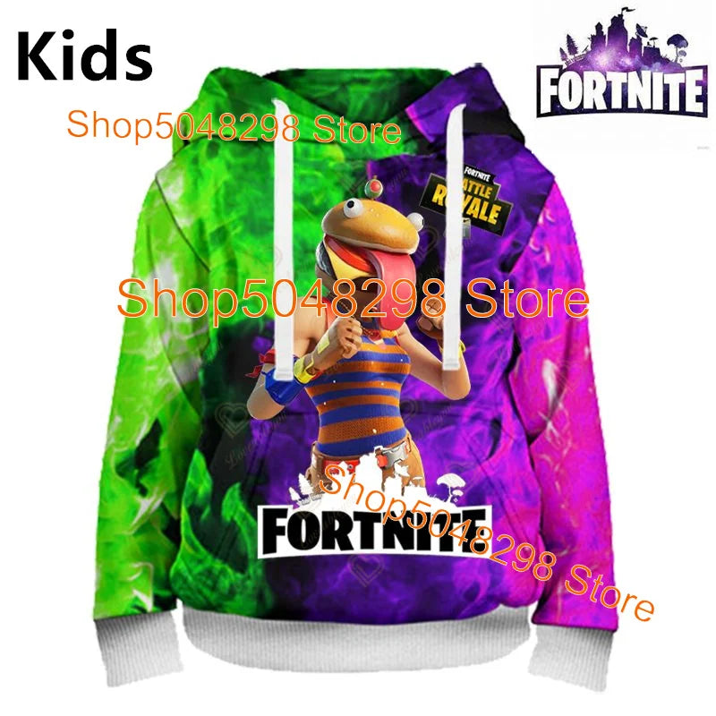 Sweatshirt com Estampado de Herói Fortnite, Jogo Popular, para Rapazes e Raparigas, Roupa 3D Casual, Hoodie para Crianças, Adultos, Homens e Mulheres, Pullover de Primavera e Outono