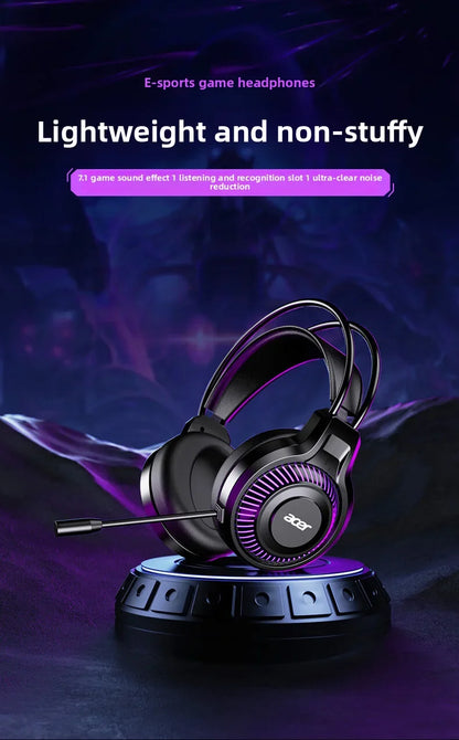 Acer Gaming Headphones with Mic 7.1 Stereo Virtual Surround LED Light Bass Earphone Headsets Gamer for Computer PC Gamer OHW303