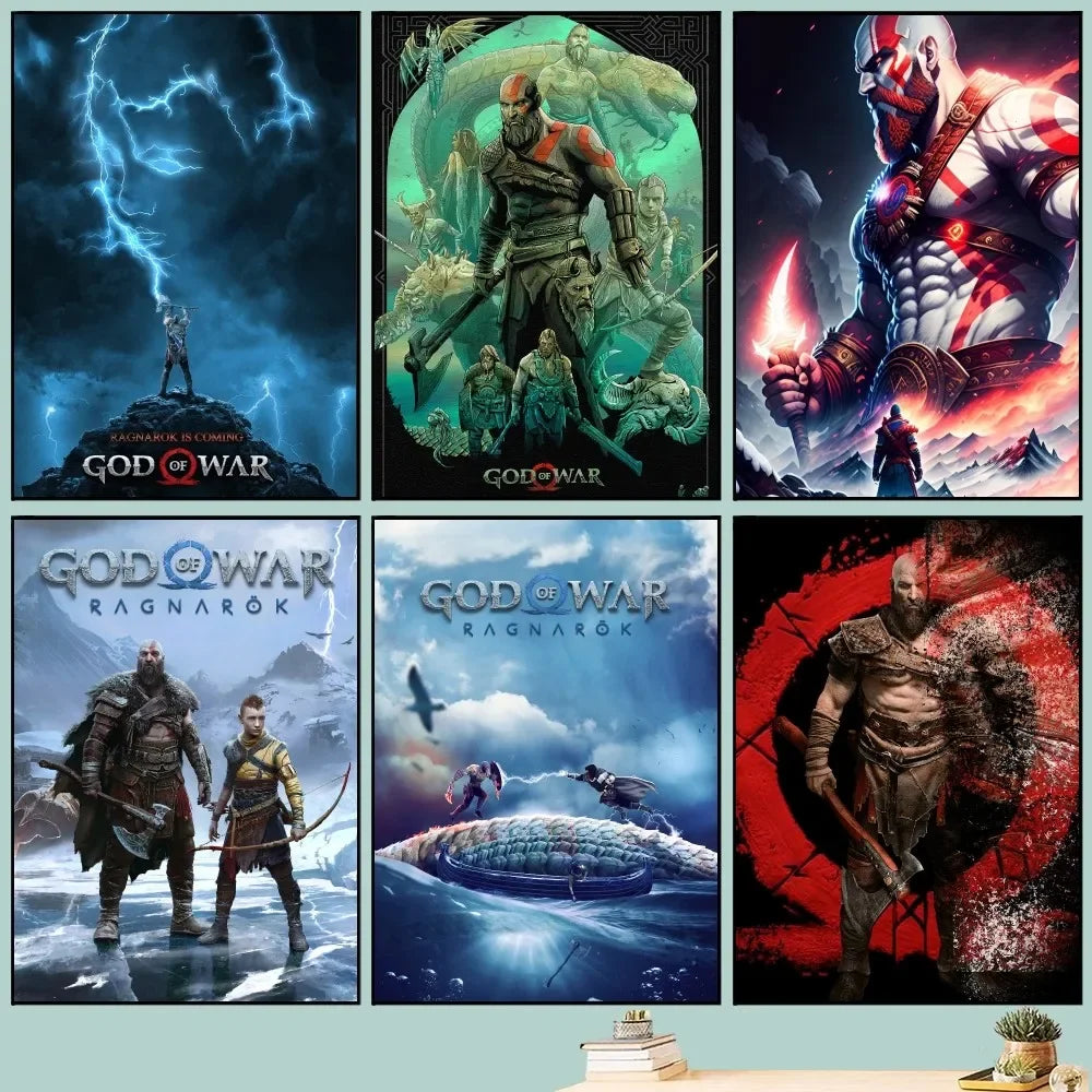 Póster del juego «God of War» - Póster de cine vintage para hacer tú mismo - Cuadro decorativo - Pegatinas para el estudio - Cuadro de pared de tamaño pequeño