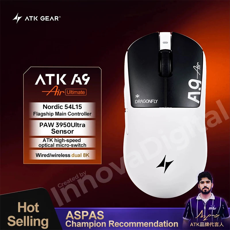 ATK Dragonfly A9 Ultimate Wireless Gaming Mouse A9 Air PAW3950 Ultra Lightweight Ergonomic E-sports Gamer FPS Mice CSGO A9 Ultra