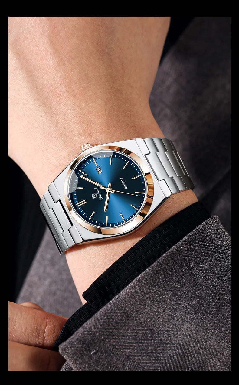 Montre pour homme UTHAI, marque de luxe abordable, en acier inoxydable, avec calendrier, étanche, pour homme, affaires et loisirs, montre à quartz tendance