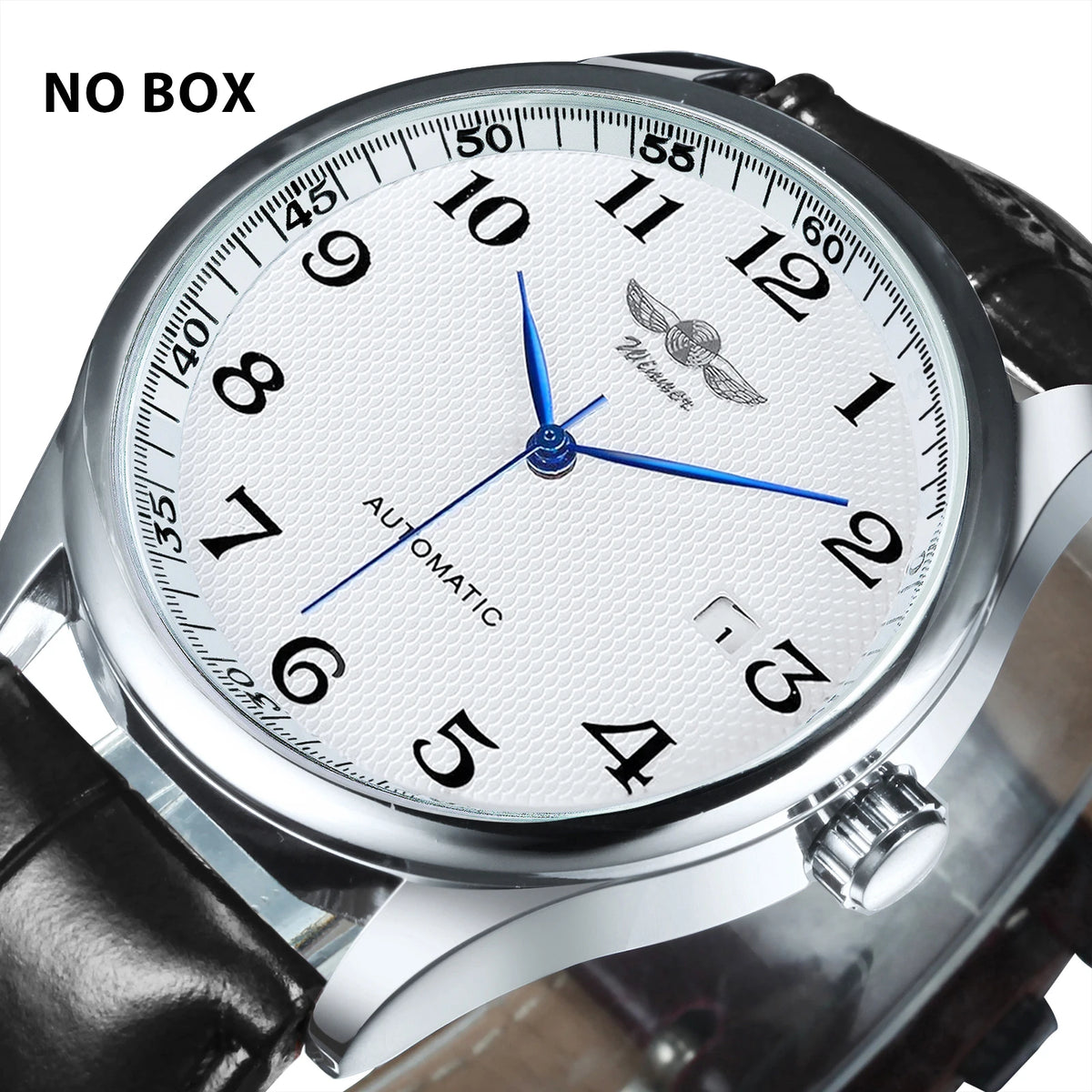 Orologio da uomo WINNER – Stile classico, retrò ed elegante – Orologio meccanico a carica automatica con calendario – Marchio di lusso, cassa in acciaio e cinturino in pelle