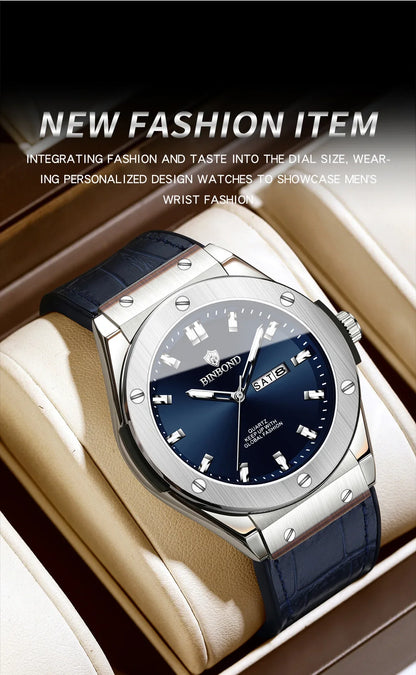 Montre en cuir pour homme, style décontracté et professionnel, montre de luxe pour homme, montres automatiques, montres-bracelets à quartz tendance pour homme, Relojes De Hombre