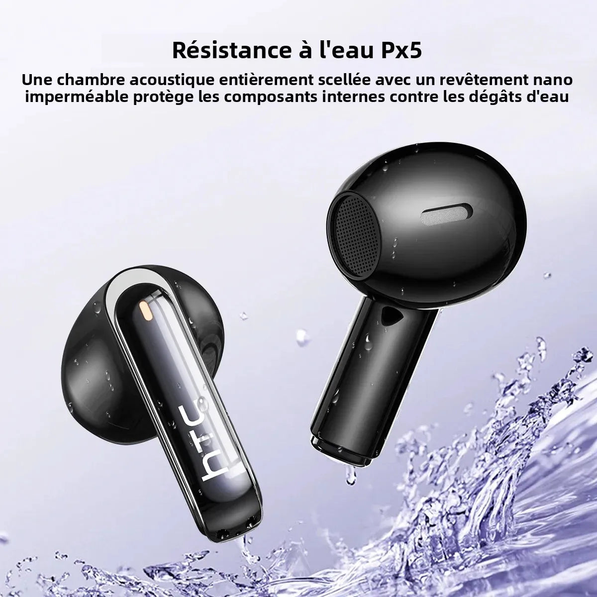 HTC NE70 Bluetooth Earphones Touch Screen TWS in-Ear Wireless Headphones AI Translator Noise Reduction Earbuds Game Heatset