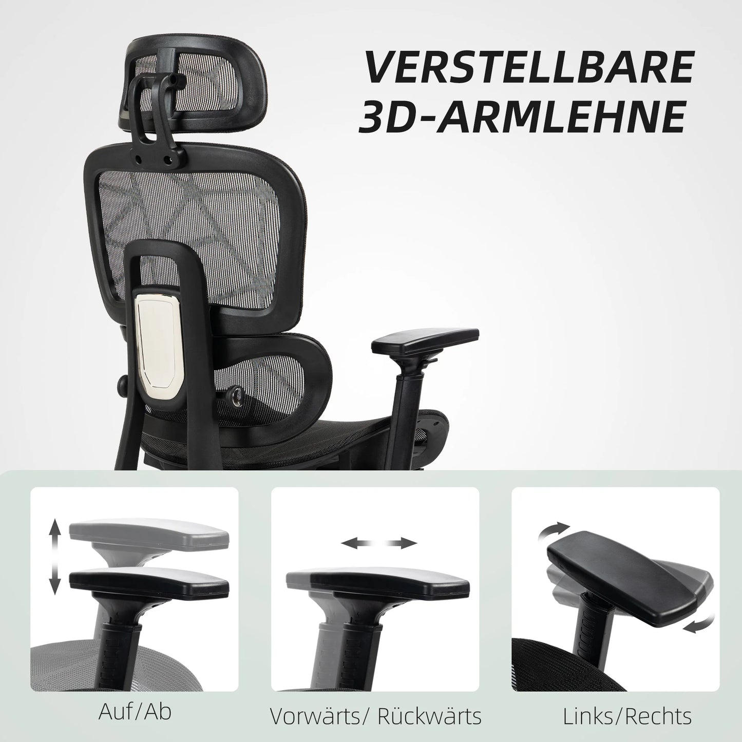Black Ergonomic Mesh Office Chair, Lumbar Support, Recliner & Footrest, Height Adjustable