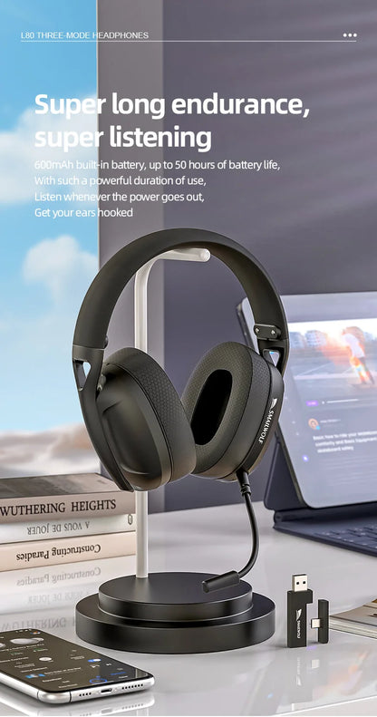 SMAILWOLF L80 Bluetooth wireless three-mode gaming headset, lightweight 185g plug-in microphone e-sports gaming headset