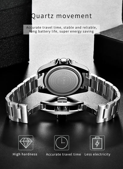 Montre-bracelet LIGE Fashion Business pour homme, étanche à 3 ATM, luminescente, montre de luxe sportive à quartz, chronographe de plongée