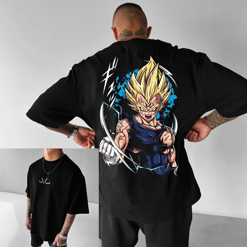 T-shirt in cotone a maniche corte con stampa Dragon Ball Z Son Goku Vegeta, per uomo e donna, stile Harajuku Y2K vintage, streetwear estivo
