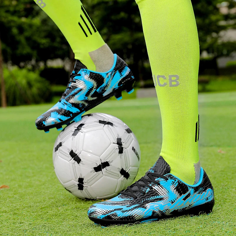 Nouvelles chaussures de football pour hommes, crampons FG, pointes longues TF, crampons pour terrain synthétique, chaussures de football Yonug, antidérapantes, unisexes, pour entraînement et match sur gazon extérieur