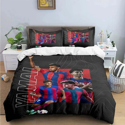 Seturi de lenjerie de pat Spain Football Cenozoic Star L-Lamine Y-Yamal, husă de pilotă și față de pernă, mărimi Single Twin Full Queen King, pentru copii și adolescenți