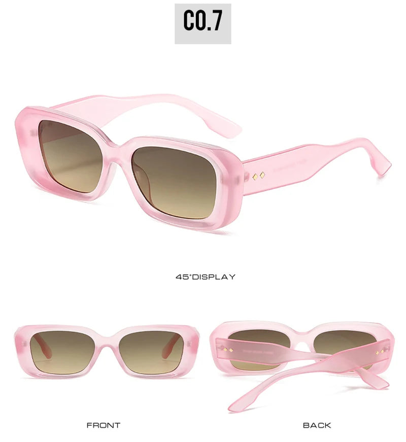 SHAUNA Retro Square Sunglasses Women Fashion Rivets Gradient Shades UV400 Men Green Pink Sun Glasses
