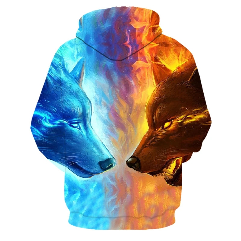 Mikiny s kapucí Animal Wolf s 3D potiskem pro muže i ženy, módní ležérní oversized pulovr, hip hop Harajuku streetwear hoodies
