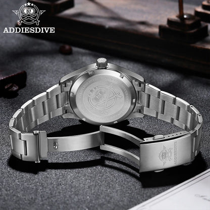ADDIESDIVE Men's Retro Mechanical Watch Sapphire Mirror Glass Stainless Steel Watch BGW9 Luminous 200m Waterproof Analog Watch